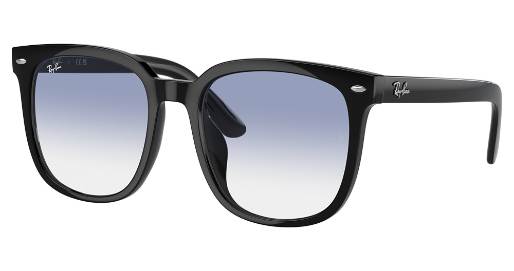 Ray-Ban RB4401D round sunglasses in Black/Clear Gradient Light Blue
