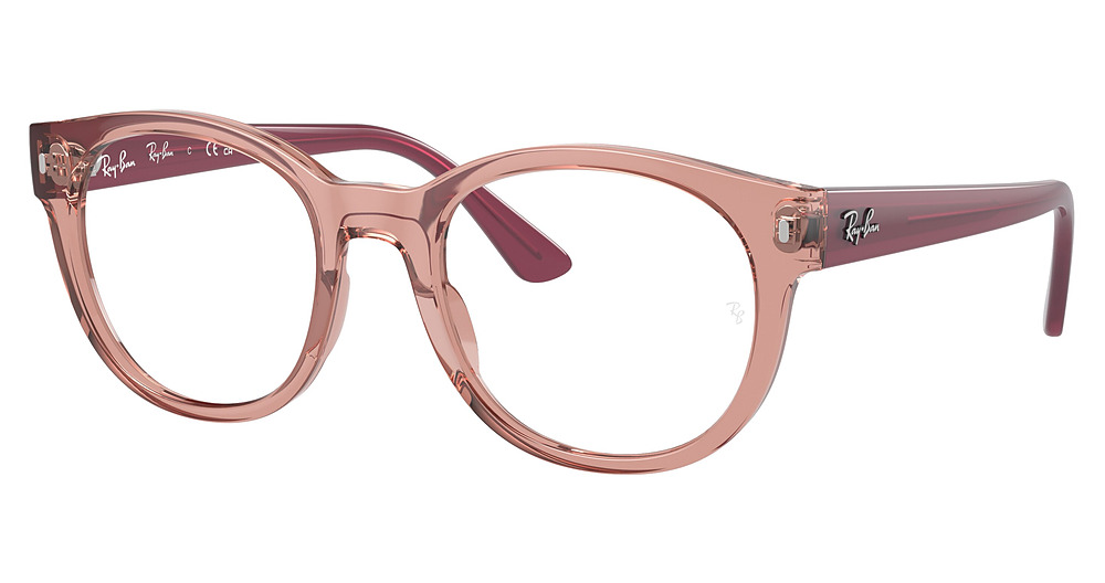 Ray-Ban RX7227 round eyeglasses in Transparent Pink