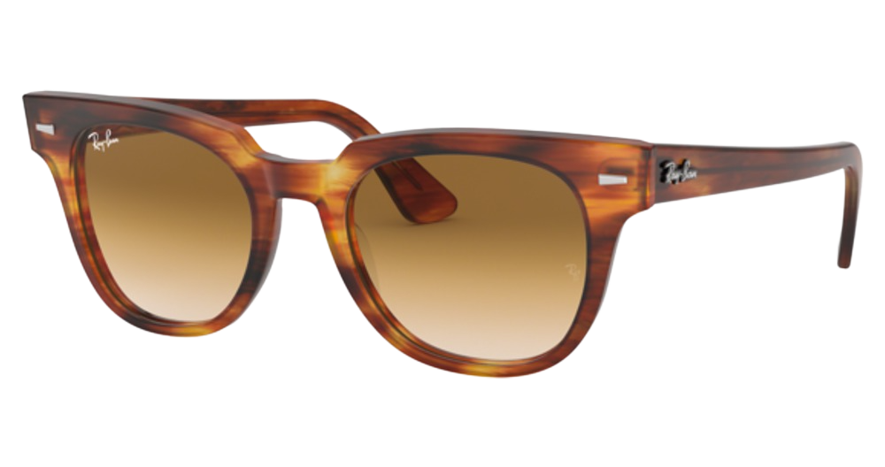 Ray-Ban RB2168 METEOR round sunglasses in Stripped Havana/Clear Gradient Brown