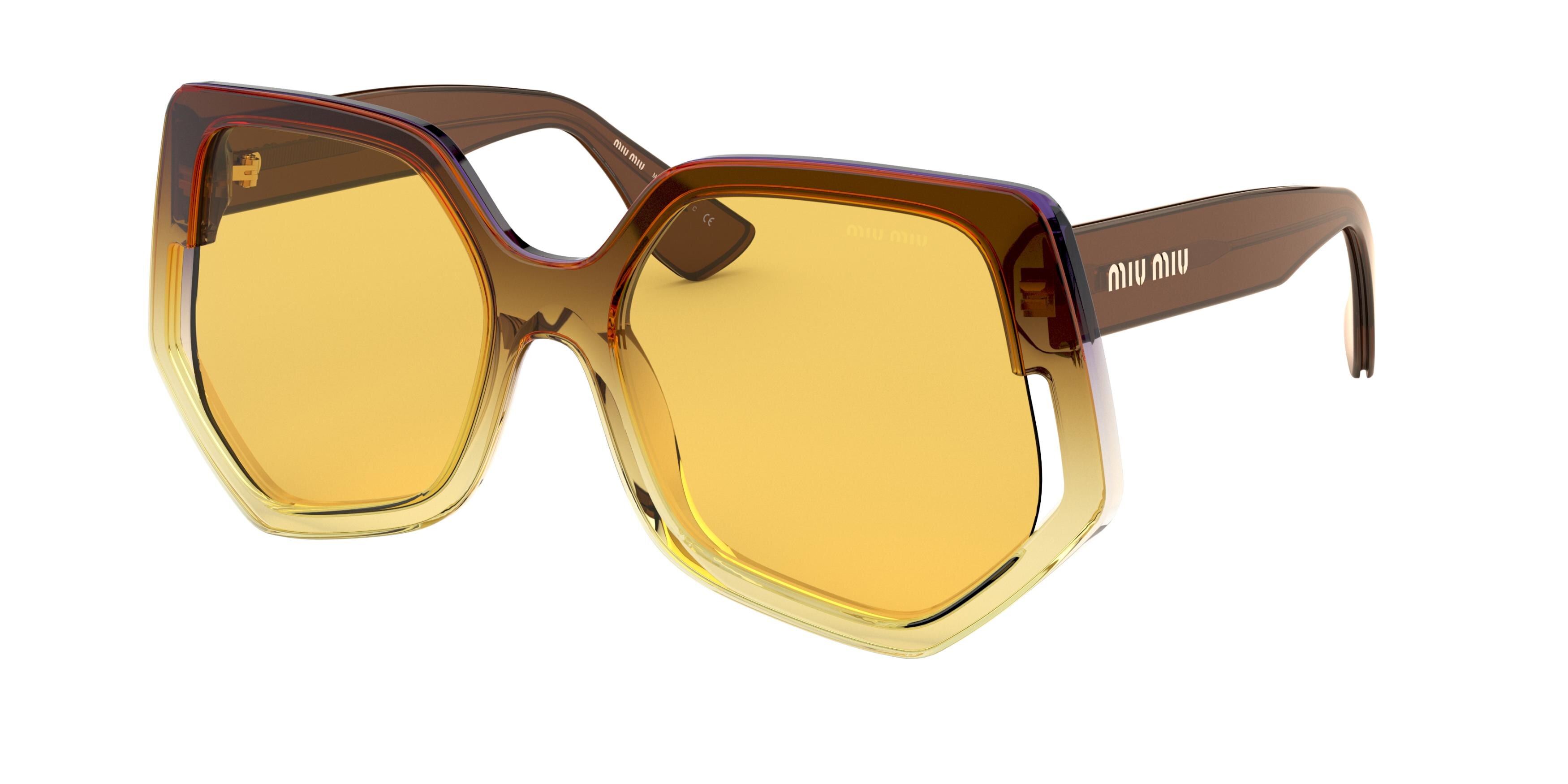 Miu Miu MU 07VS square sunglasses in Violet Gradient Yellow