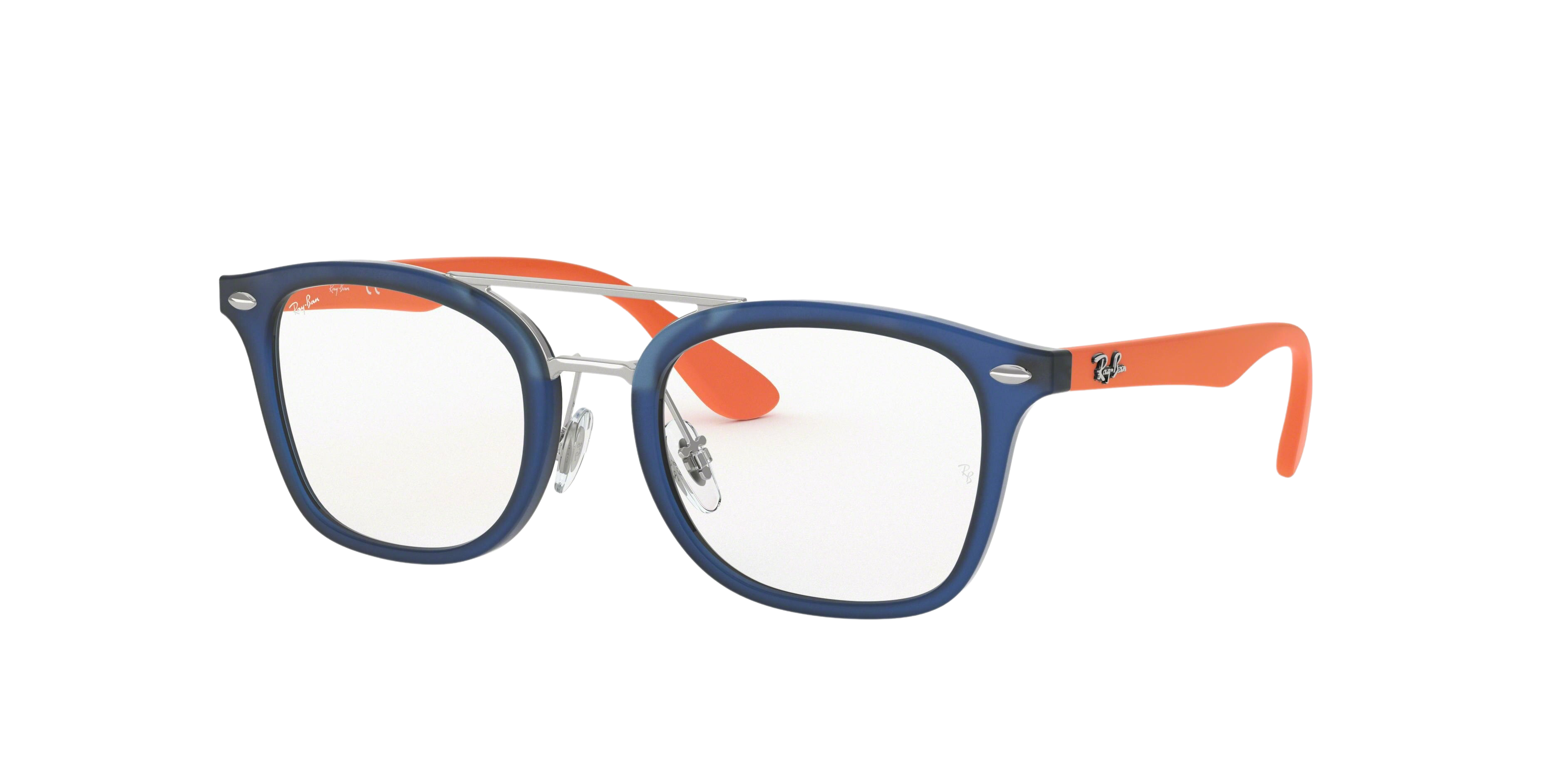 Ray-Ban RY1585 square eyeglasses in Matte Transparent Blue