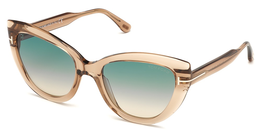 Tom Ford FT0762 cateye sunglasses in Shiny Light Brown/Gradient Green