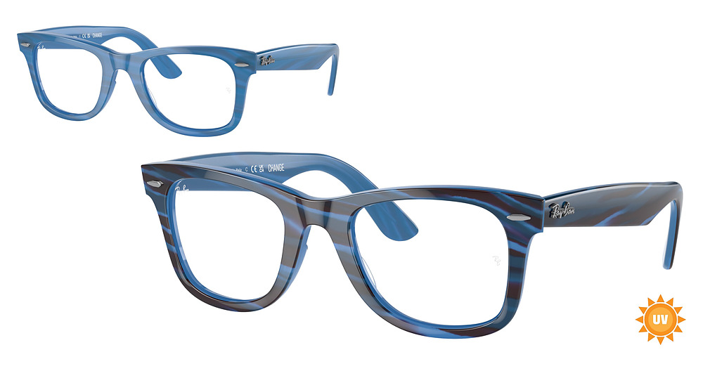 Ray-Ban RX5121F WAYFARER round eyeglasses in Photo Striped Blue