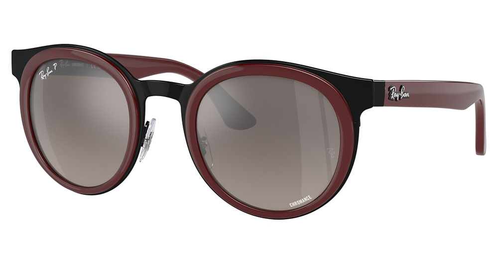 Ray-Ban RB3710 BONNIE round sunglasses in Red on Black/Grey Mir Grey Gradient Polarized