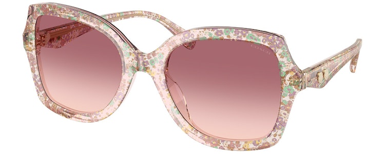 TRANSPARENT FLORAL FIELD / PURPLE PINK GRADIENT