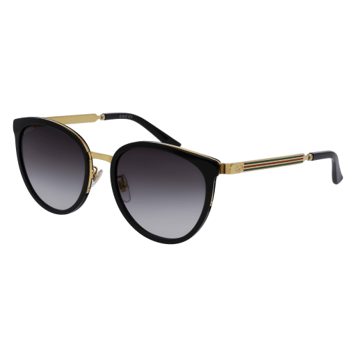 Gucci GG0077SK round sunglasses in Black Gold Grey/Cr 39