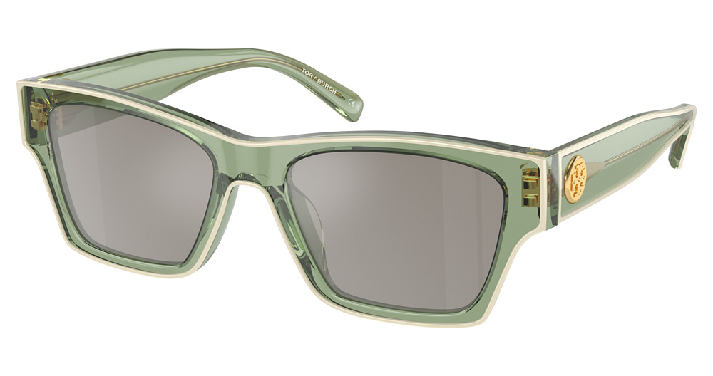 TRANSPARENT GREEN/IVORY / LIGHT GREY SILVER MIRROR
