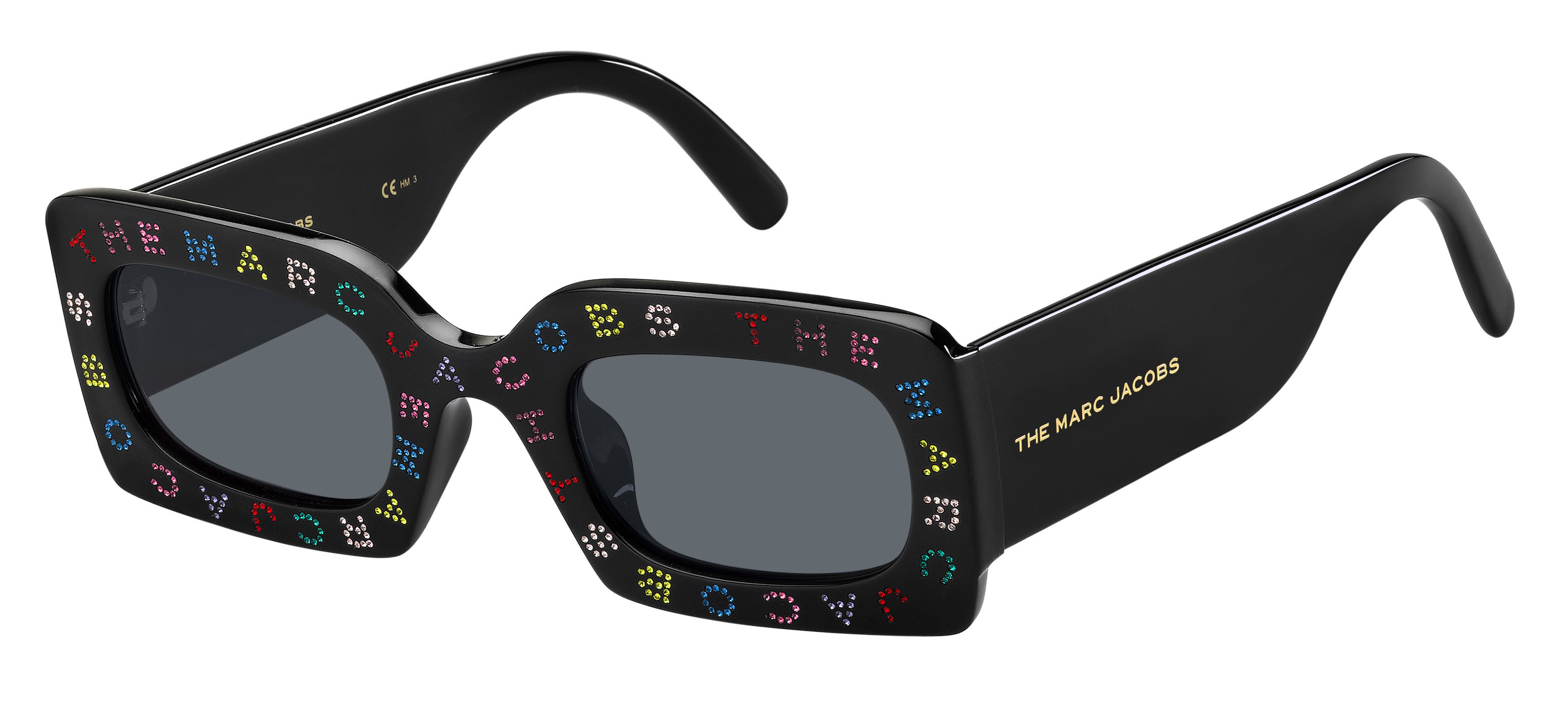 Marc Jacobs Marc 488/S rectangle sunglasses in Black (Ir Grey Blue)