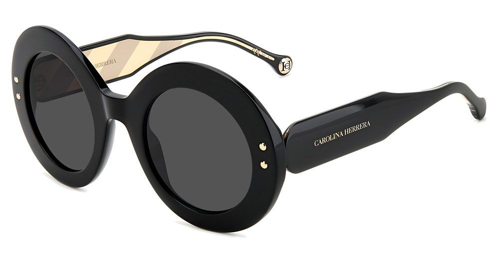 Carolina Herrera HER 0081/S round sunglasses in Black/Grey