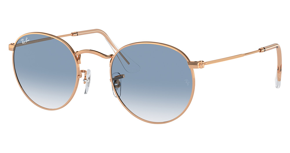 Ray-Ban RB3447 ROUND METAL sunglasses in Rosegold/Clear Gradient Blue