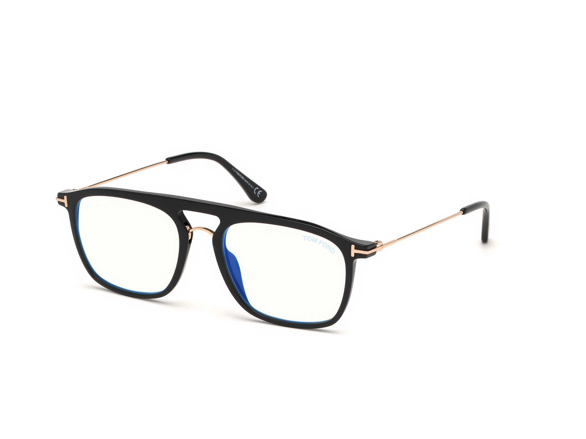 Tom Ford FT5588-B square eyeglasses in Shiny Black, Shiny Rose Gold