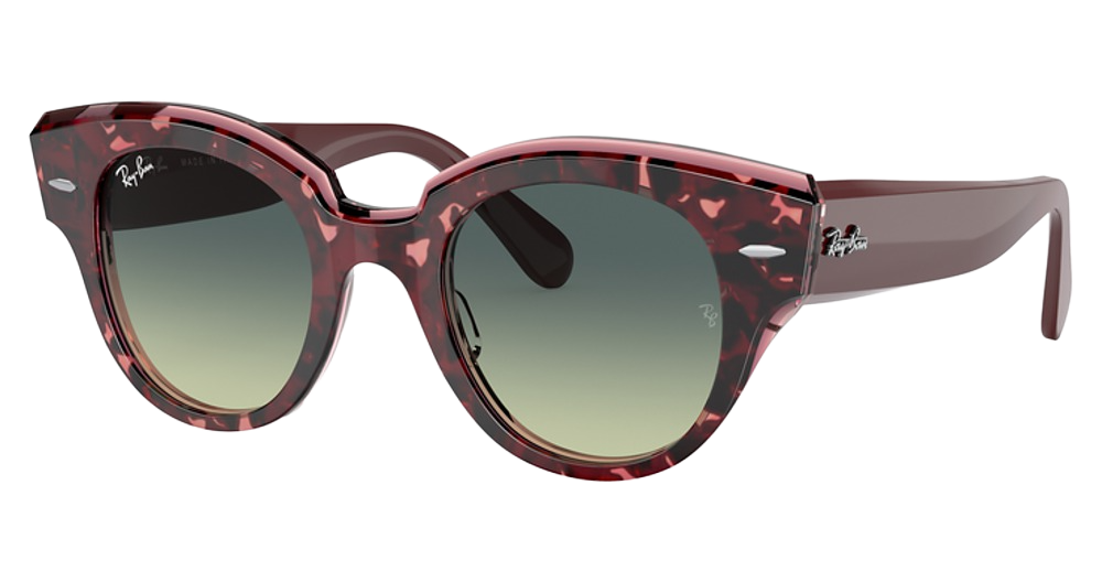 Ray-Ban RB2192 ROUNDABOUT cateye sunglasses in Havana on Transparent Pu/Green Gradient