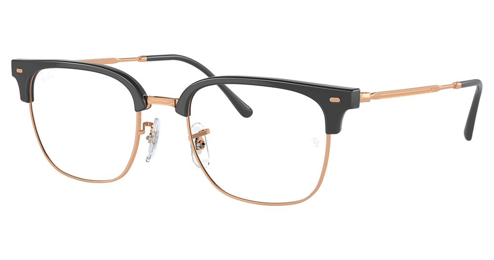 Ray-Ban RX7216 NEW CLUBMASTER round eyeglasses in Dark Grey on Rose Gold