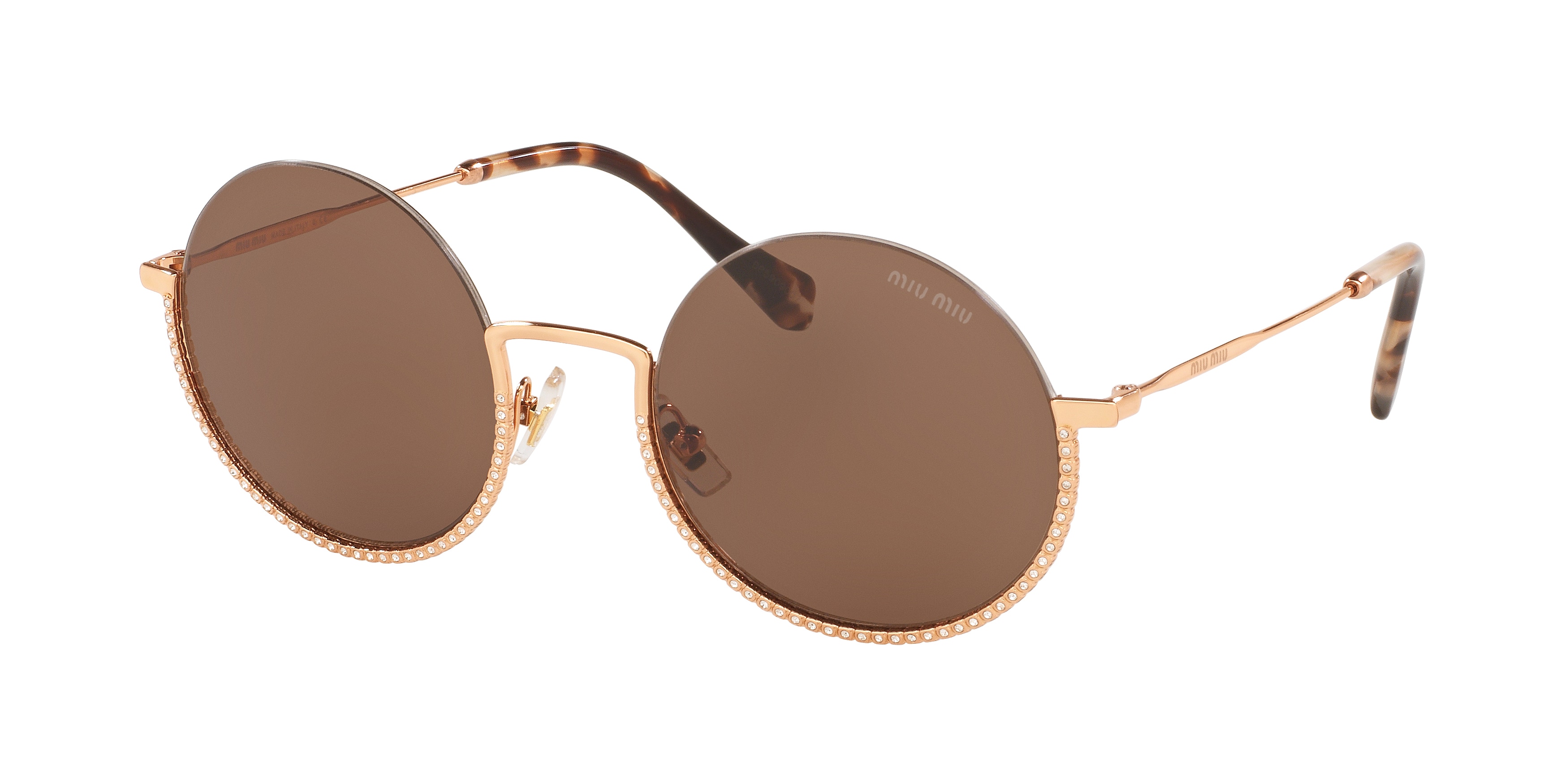 Miu Miu MU 69US round sunglasses in Pink Gold