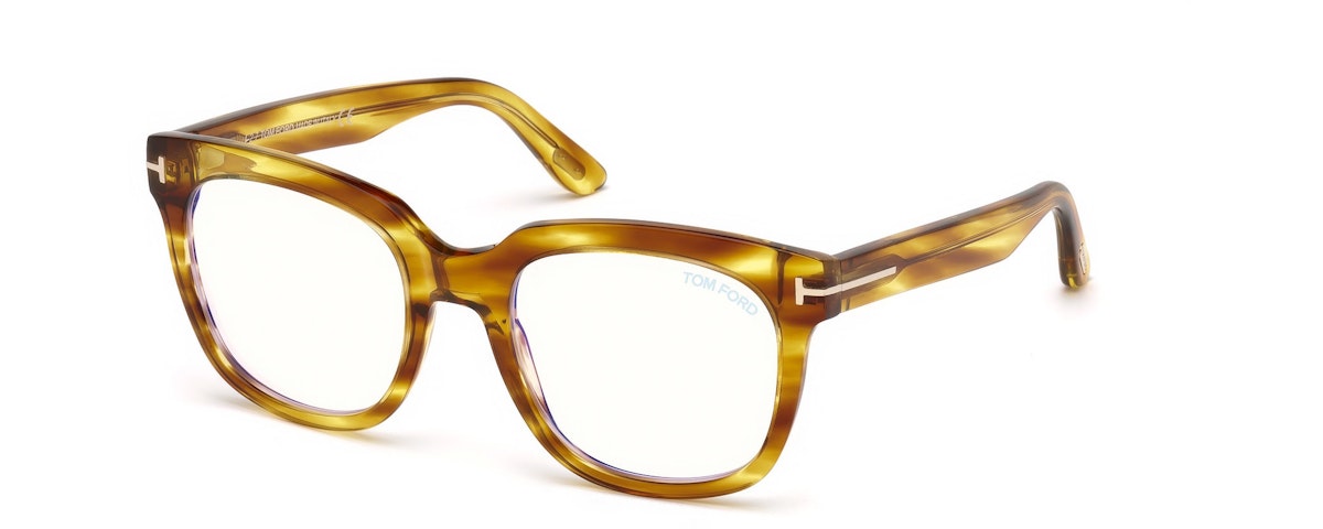 Shiny Striped Light Brown/ Blue Block Lenses