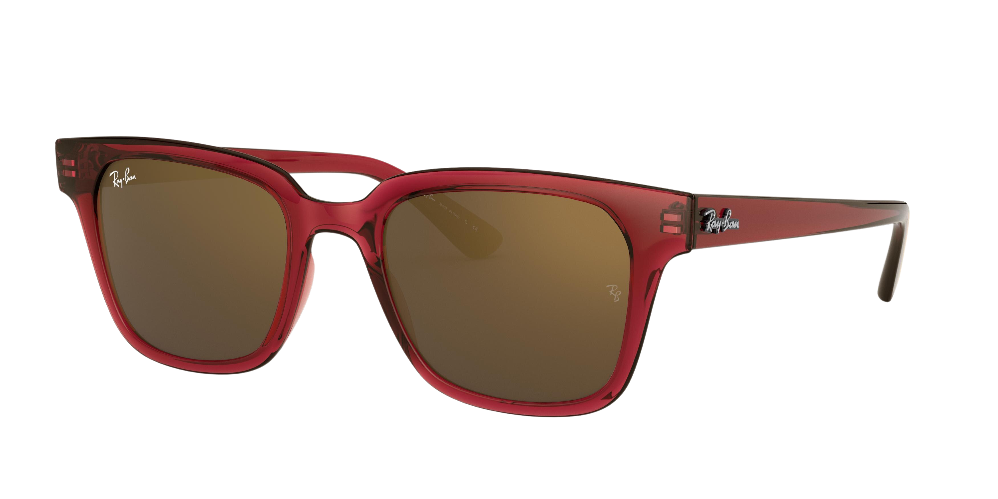 Ray-Ban RB4323 square sunglasses in Transparent Red