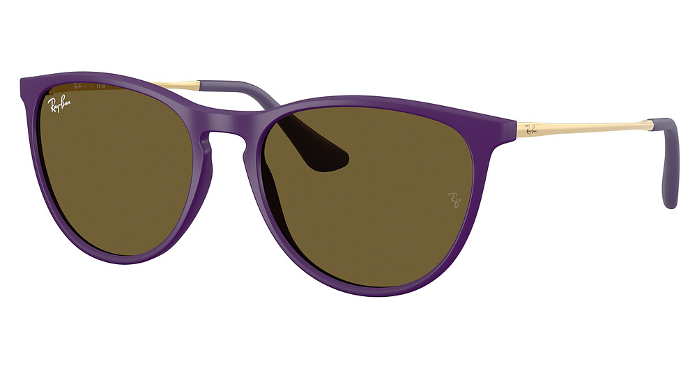 Ray-Ban RJ9060S JUNIOR ERIKA round sunglasses in Rubber Violet/Dark Brown