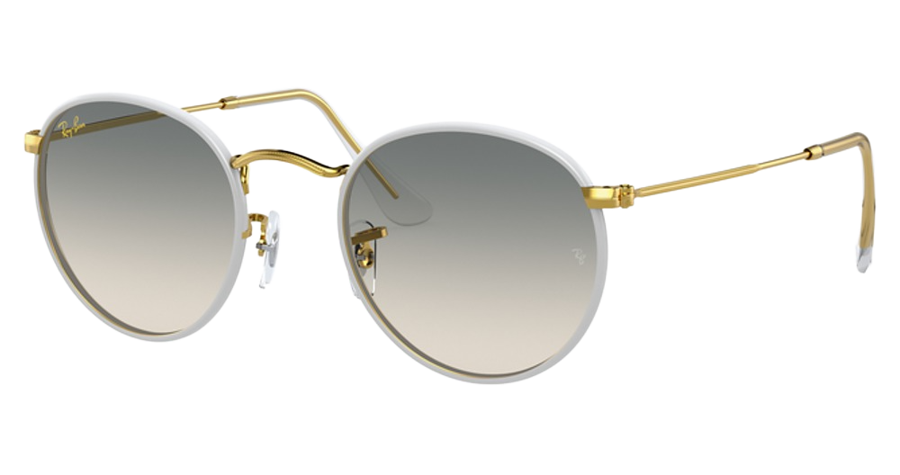 Ray-Ban RB3447JM ROUND FULL COLOR round sunglasses in Grey on Legend Gold/Clear Gradient Grey