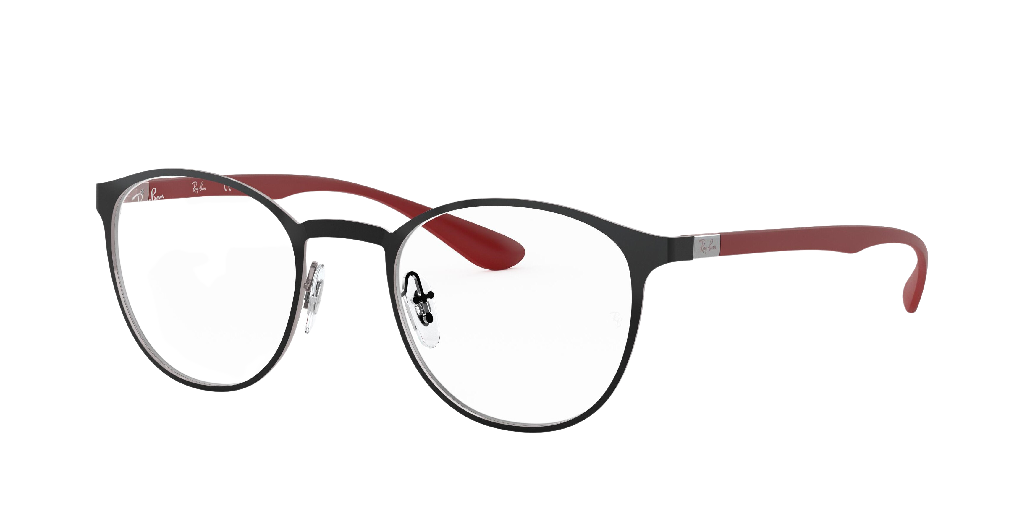 Ray-Ban RX6355 round eyeglasses in Silver on Top Matte Black