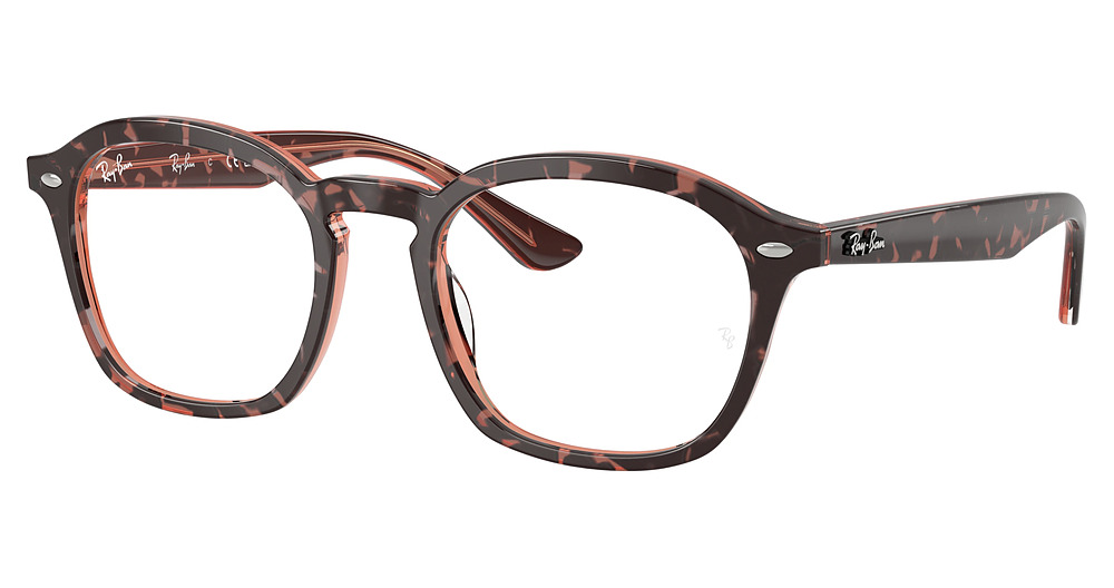 Ray-Ban RX5451 round eyeglasses in Havana on Transparent Re