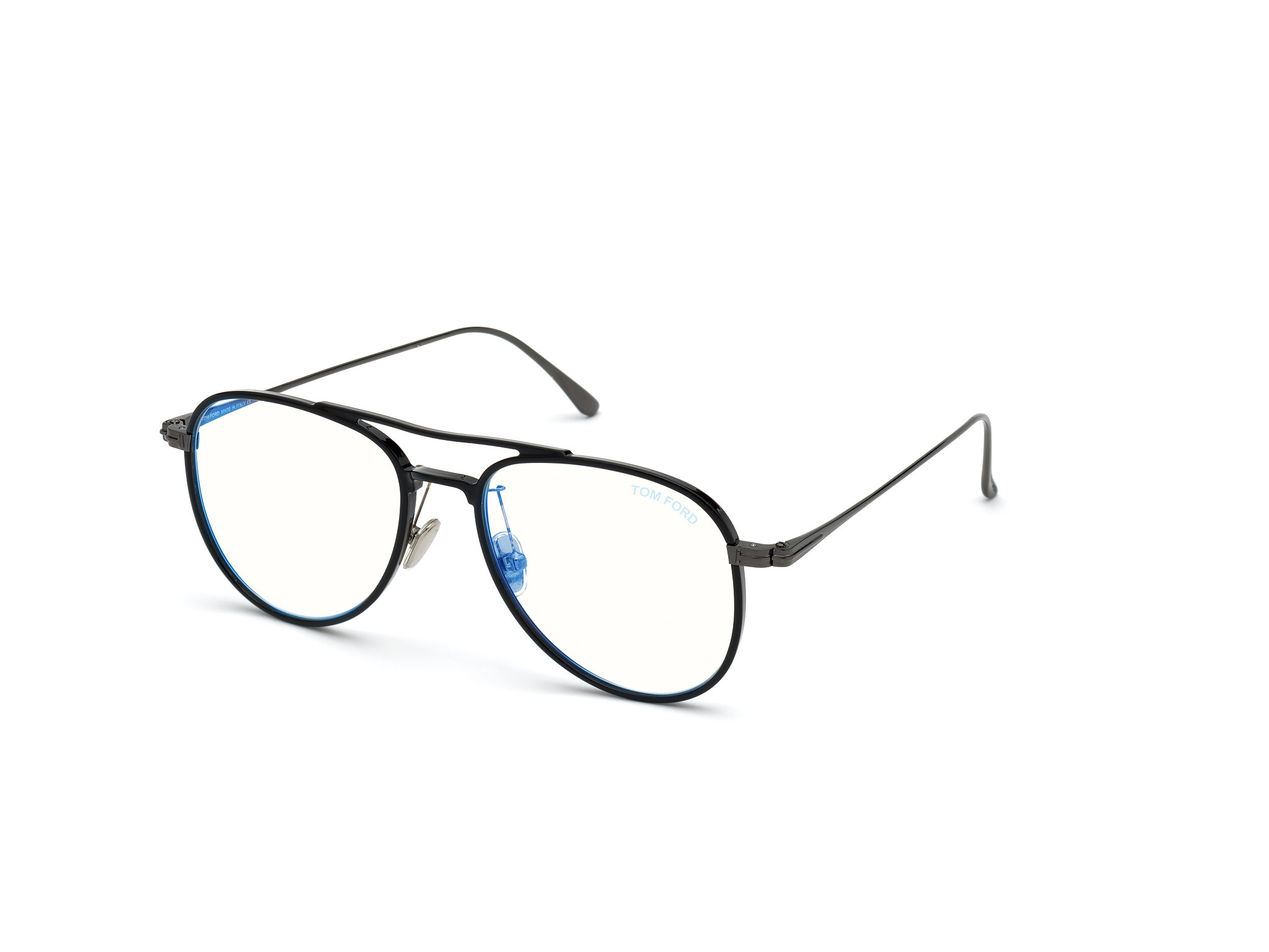 Tom Ford FT5666-B round eyeglasses in Black W. Gunmetal