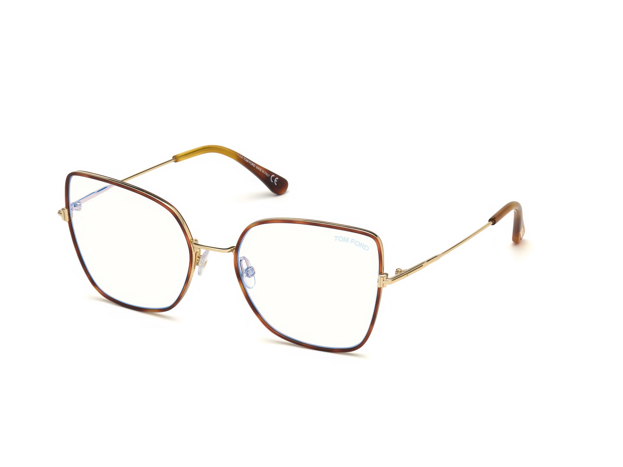 Tom Ford FT5630-B square eyeglasses in Shiny Blonde Havana, Shiny Rose