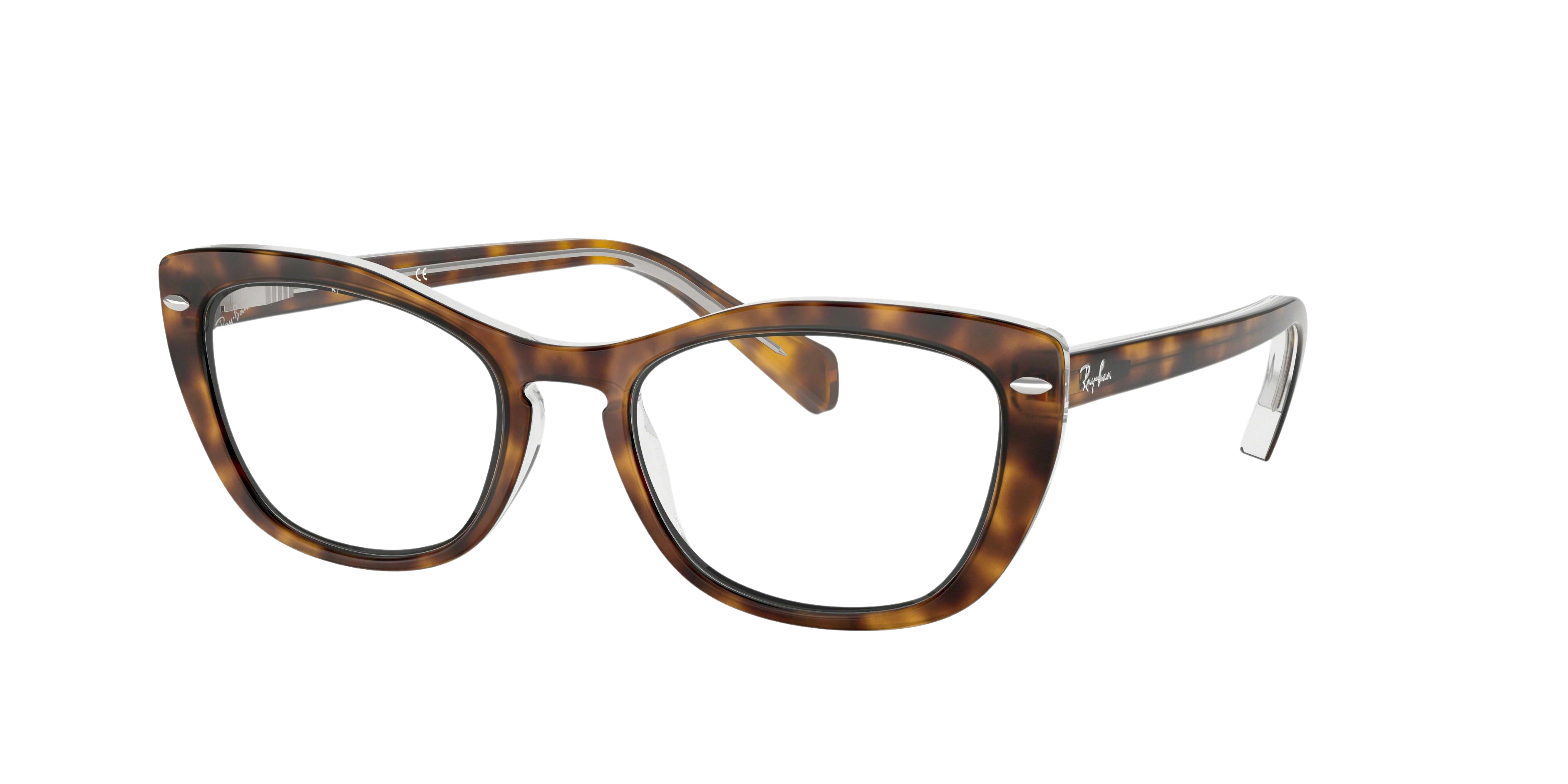 Ray-Ban RX5366 cateye eyeglasses in Top Havana on Transparent