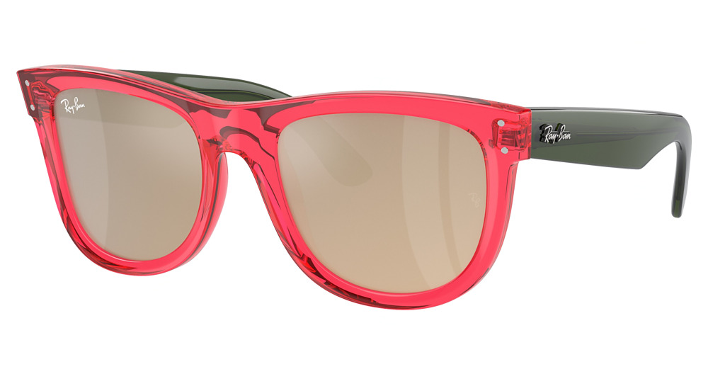 Ray-Ban RBR0502S WAYFARER REVERSE round sunglasses in Transparent Red/Dark Brown Mirror Pale Gold