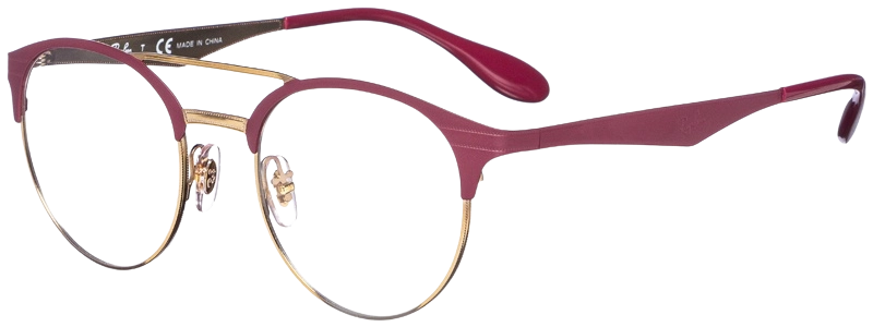 Ray-Ban RB3545 aviator eyeglasses in Pink Gold on Matte Bordeau