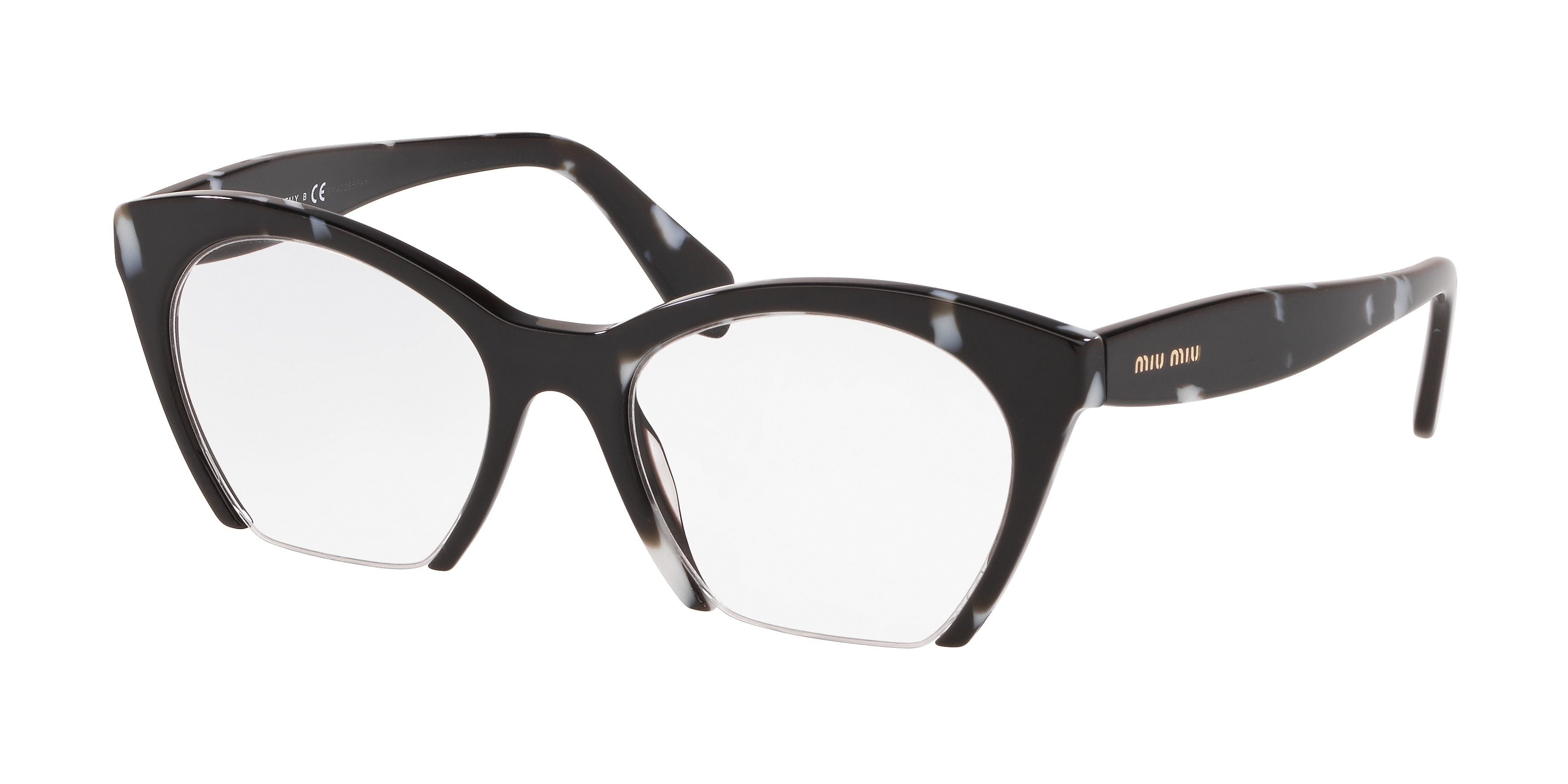 Miu Miu MU 03QV square eyeglasses in Havana White Black