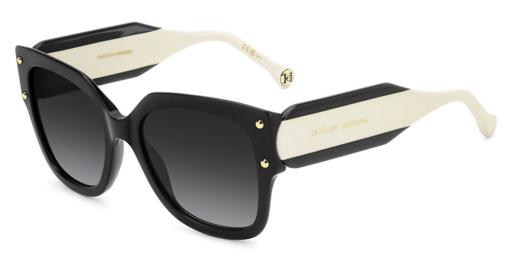 Carolina Herrera HER 0366/S square sunglasses in Black Whte/Dark Grey Shaded