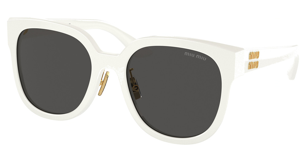Miu Miu MU 01ZS round sunglasses in White/Dark Grey