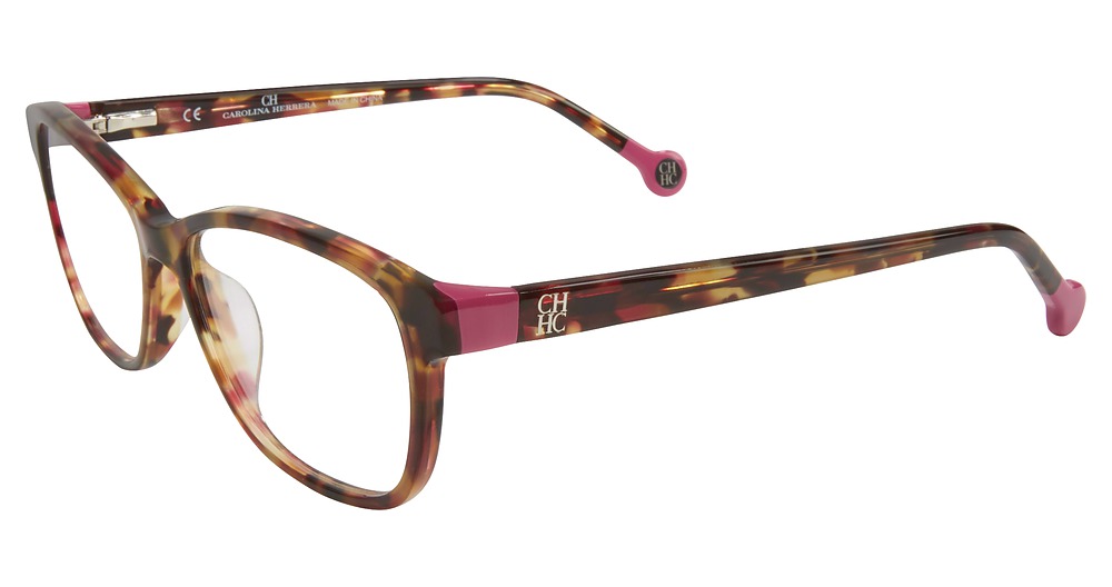 Carolina Herrera VHE679K round eyeglasses in Brown Havana Lilac 01 Gq