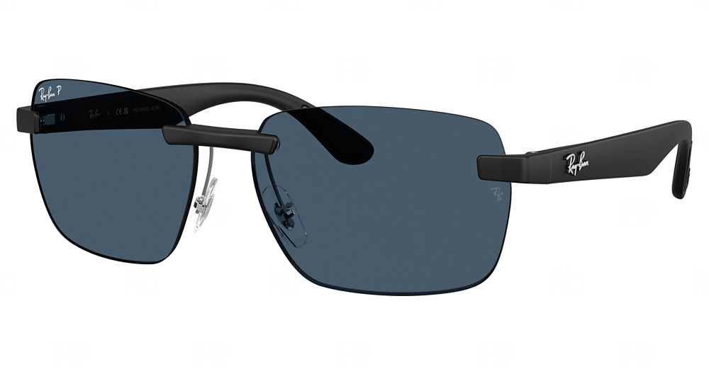 Ray-Ban RB4470CH round sunglasses in Sand Black/Polarized Blue