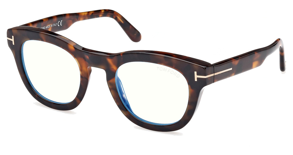 Tom Ford FT5873-B square eyeglasses in Dark Havana