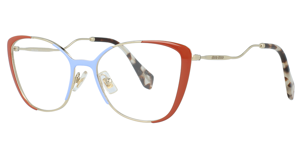Miu Miu MU 51QV cateye eyeglasses in Pale Gold/Azure/Russet