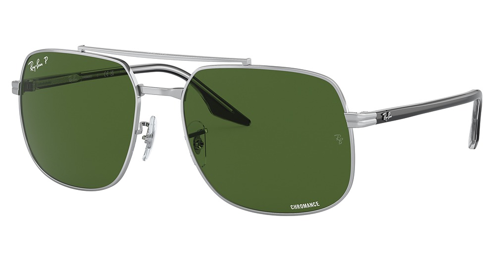 Ray-Ban RB3699 aviator sunglasses in Silver/Dark Green Polarized