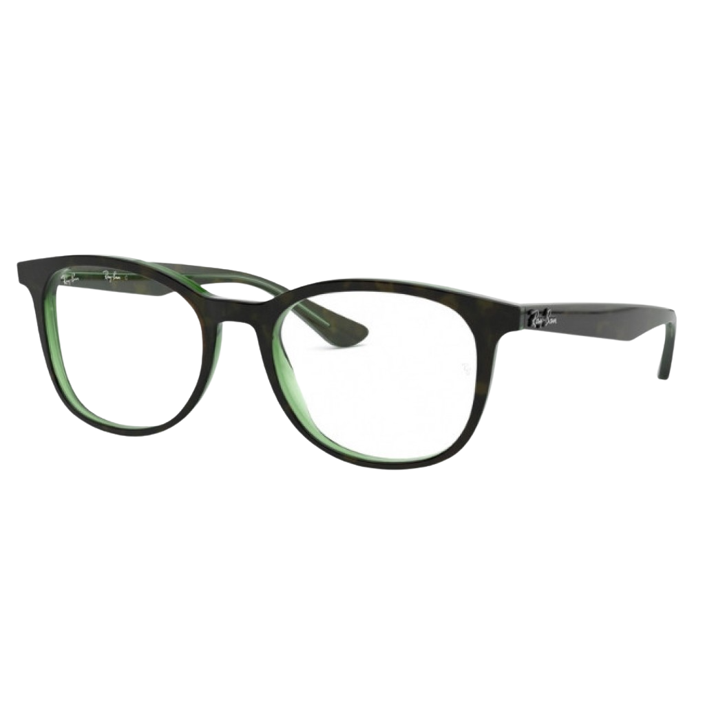 Ray-Ban RX5356 square eyeglasses in Top Havana on Green Transp.