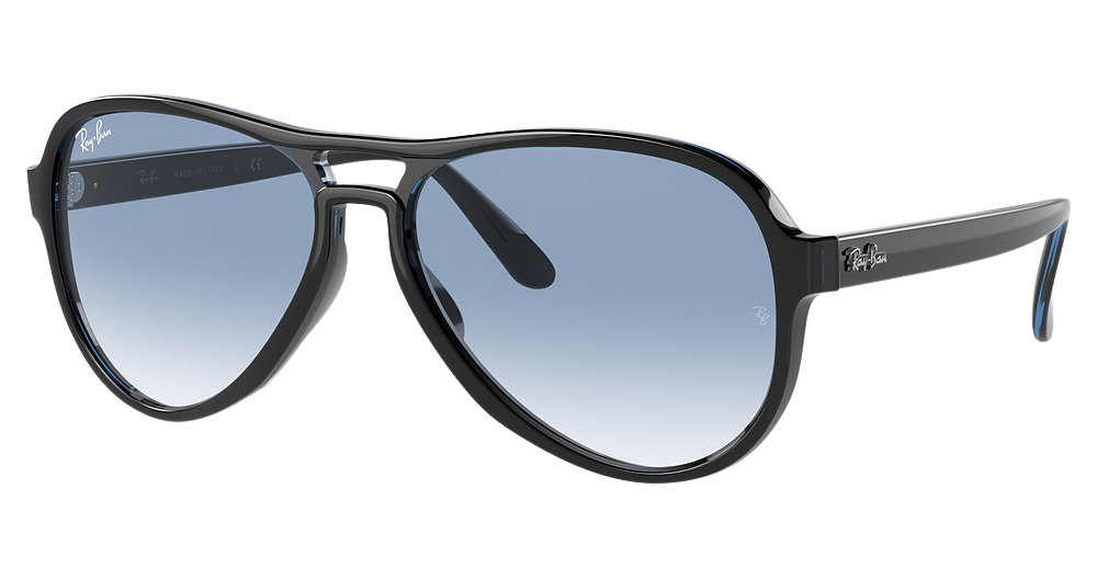 Ray-Ban RB4355 VAGABOND aviator sunglasses in Black Transparent Blue B/Clear Gradient Blue