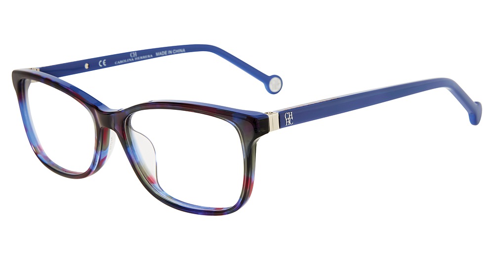 Carolina Herrera VHE732K rectangle eyeglasses in Blue Tortoise 07 Qm