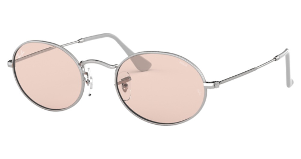 Ray-Ban RB3547 OVAL round sunglasses in Silver/Evolve Photo Pink To Violet