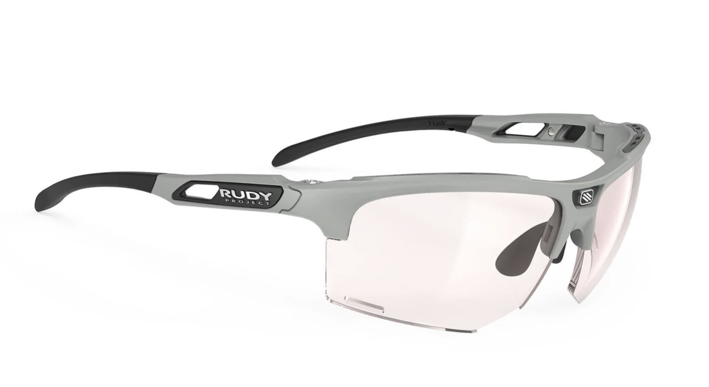Light Grey Matte Frame with ImpactX Photochromic 2 Red Running Lenses