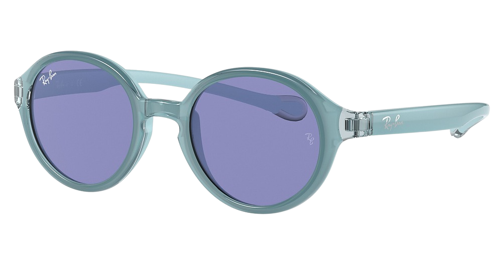 Ray-Ban RJ9075SF round sunglasses in Light Blue on Rubber Lig/Dark Violet