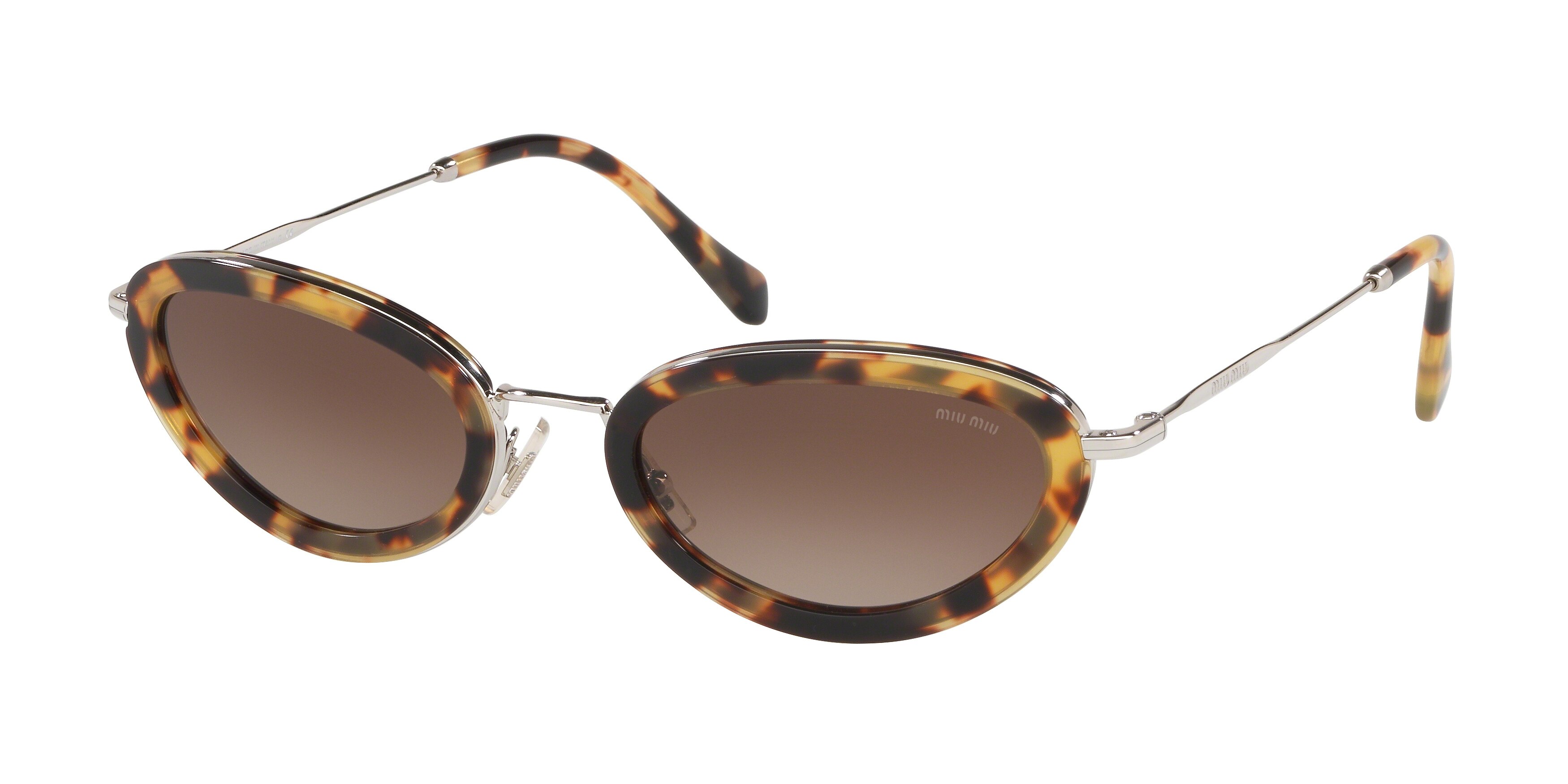 Miu Miu MU 58US round sunglasses in Light Havana