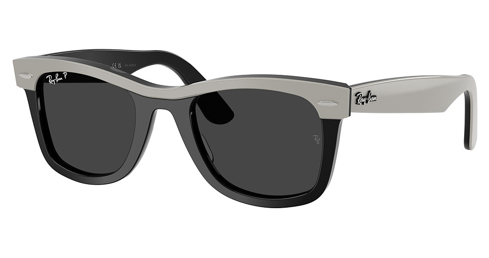 Ray-Ban RB2240F WAYFARER round sunglasses in Grey on Black/Polarized Black