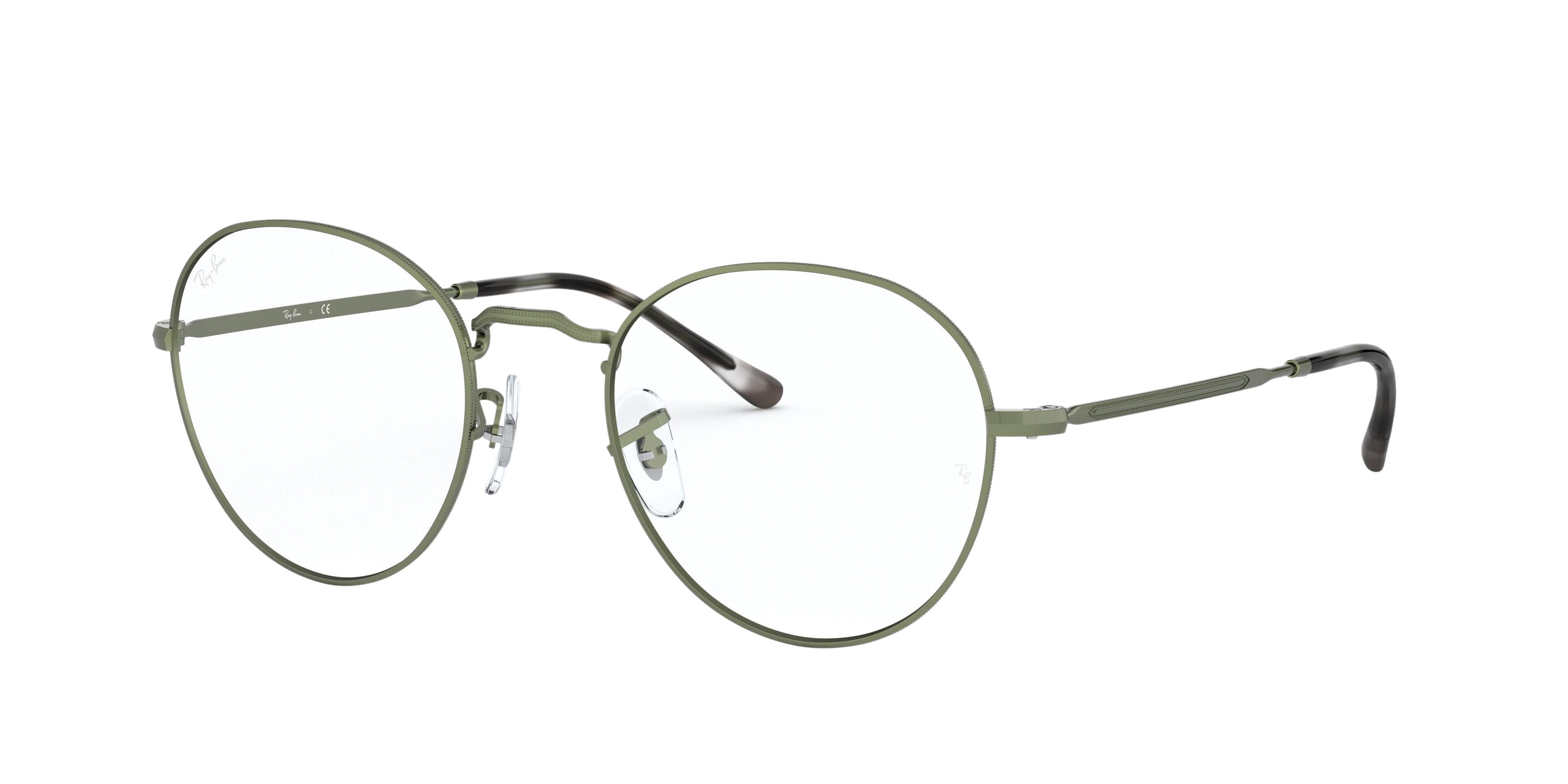 Ray-Ban RX3582V round eyeglasses in Sand Trasparent Green