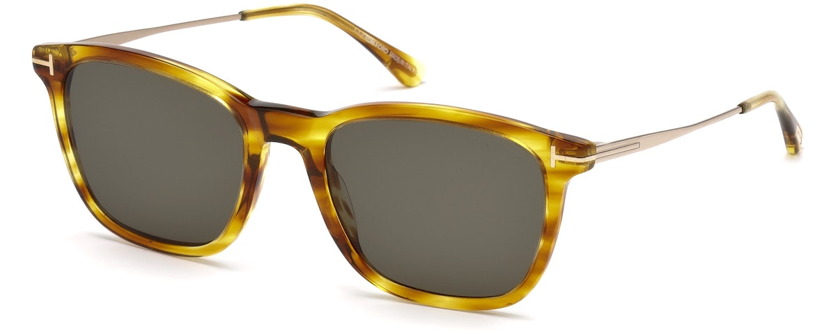 Shiny Striped Light Brown, Shiny Rose Gold Temples/ Smoke Lenses