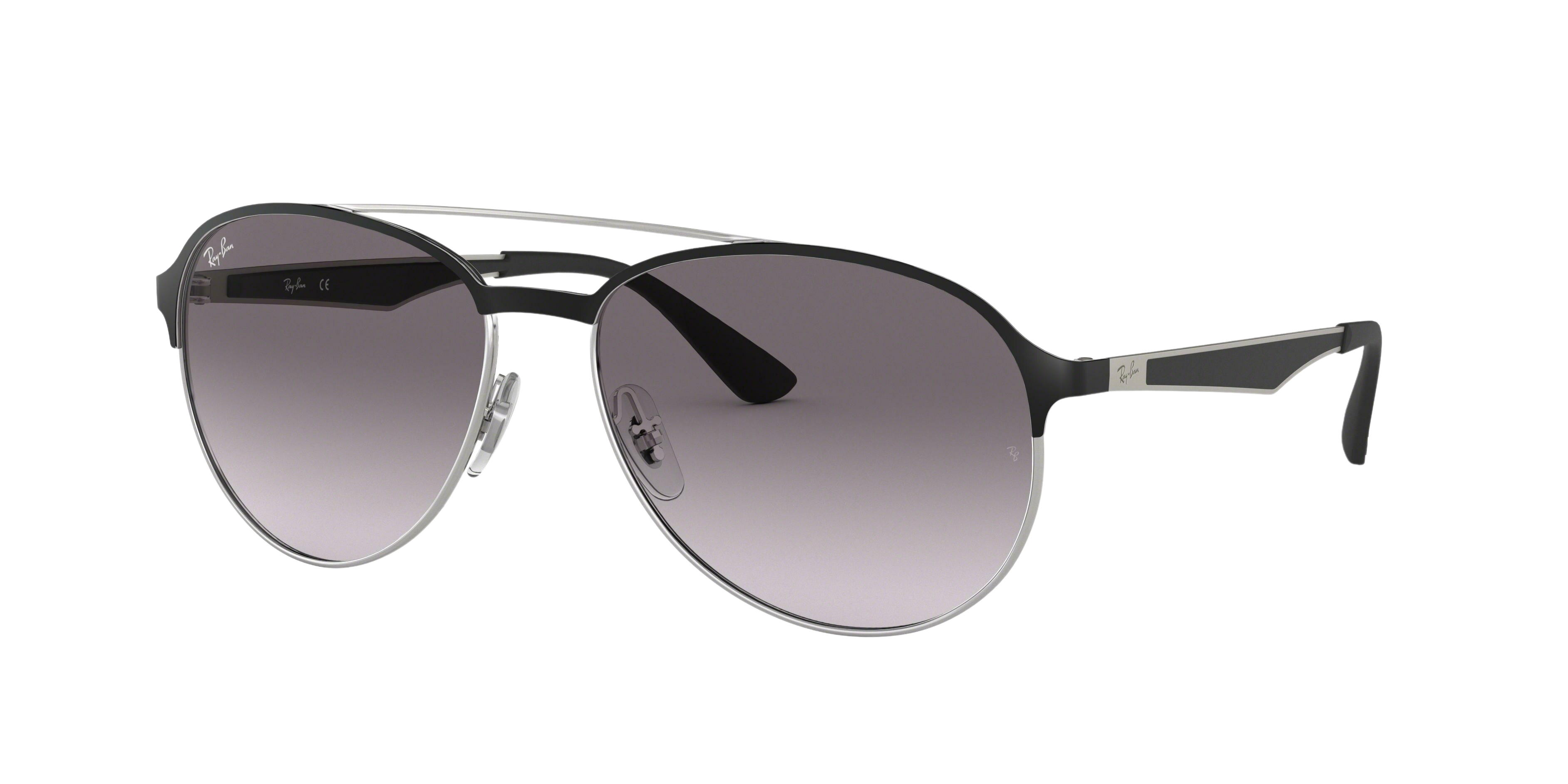 Ray-Ban RB3606 round sunglasses in Silver on Top Matte Black