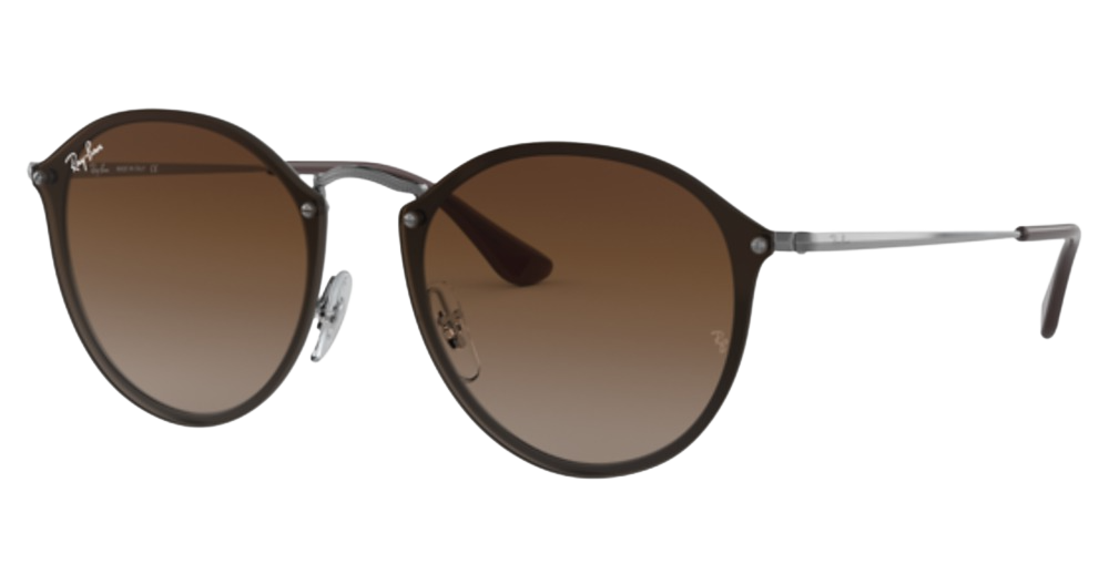 Ray-Ban RB3574N BLAZE ROUND round sunglasses in Gunmetal/Brown Gradient Dark Brown