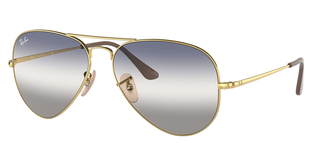 Ray-Ban RB3689 AVIATOR METAL II aviator sunglasses in Arista/Clear Gradient Blue